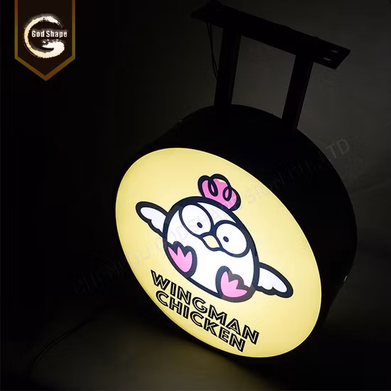 Großhandel Outdoor Bar Bier Pizza Restaurant Coffee Shop Logo Markenwerbung Runder Leuchtkasten Klingenschild