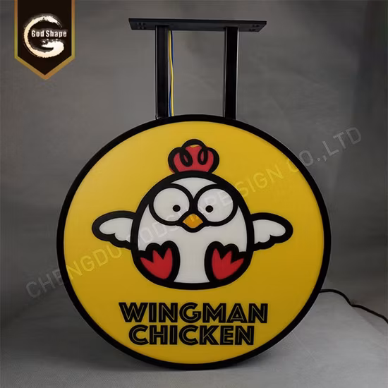 Outdoor-Bar, Bier, Pizza, Restaurant, Café, Logo, Markenwerbung, runder Leuchtkasten, Klingenschild