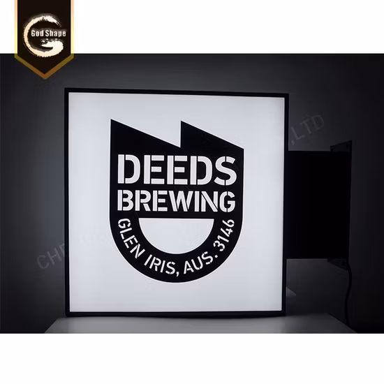 Acryl-LED-Beleuchtung für den Außenbereich, quadratisches Lichtkasten-Blade-Schild für Gewerbegebäude